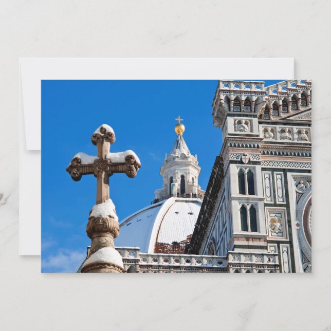 Italiensk katedral täckt av snö julkort (Framsida)