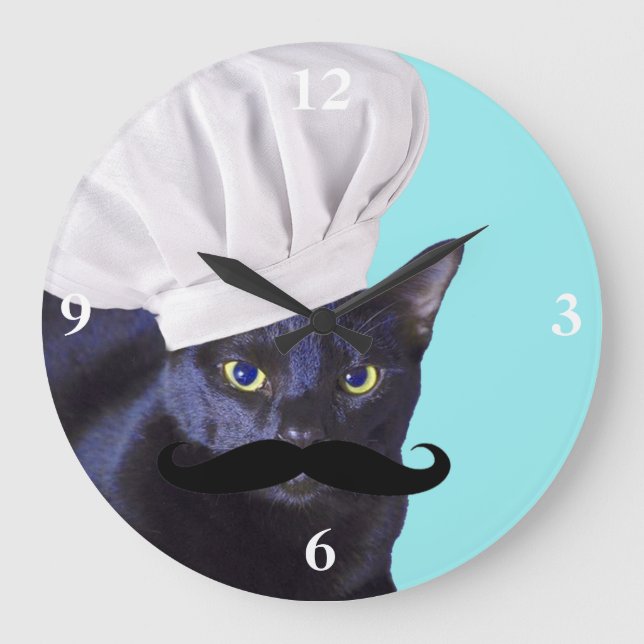 Italiensk kock, svart katt stor klocka (Framsida)