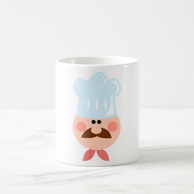 Italiensk kockansikte med mustasch och hatt kaffemugg (Skapare uppladdad)