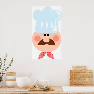 Italiensk kockansikte med mustasch och hatt poster