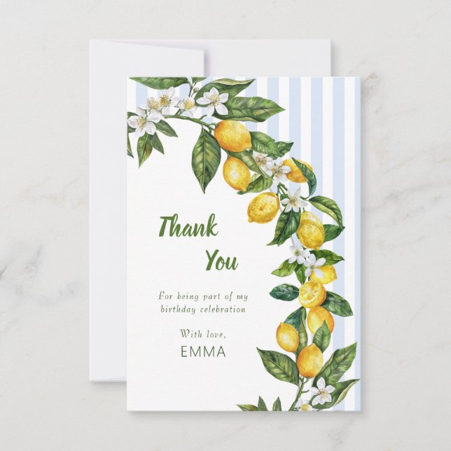 Italiensk Lemon Målarfärg Födelsedagsfirande Tack Kort (Framsida)