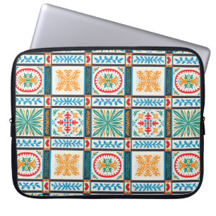 Italiensk majolica-bricka. Broderier med blommor o Laptop Fodral