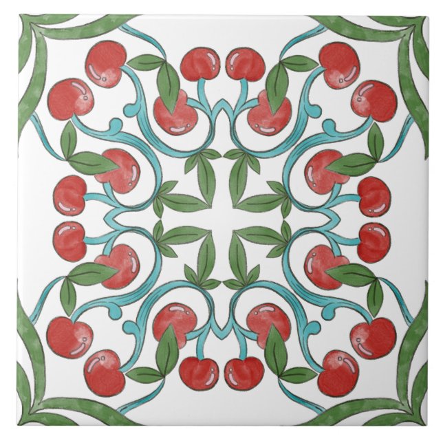Italiensk Majolica Frukt  Kakelplatta (Framsidan)