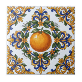 Italiensk majolika apelsin citrusdesign kakelplatta