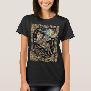 Italiensk Majolika Flygande Katt: Renässans Kattdj T Shirt