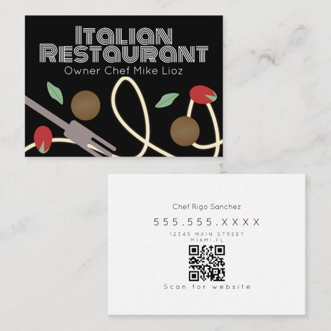 Italiensk mat pastabuss restaurang  visitkort (Fram/baksida)