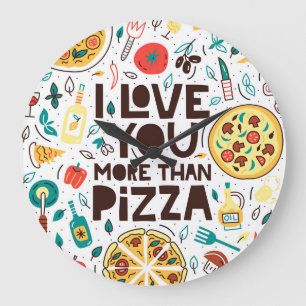 Italiensk mat, pizzaskript kärlek. stor klocka