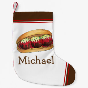 Italiensk Meatball Kött Boll Sub Sandwich Marinara Liten Julstrumpa