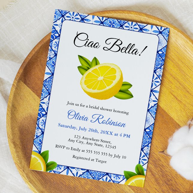 Italiensk Medelhavet Ciao Bella Bröllopsdusch  Inbjudningar (Mediterranean Italian Ciao Bella Bridal Shower Invitation    )
