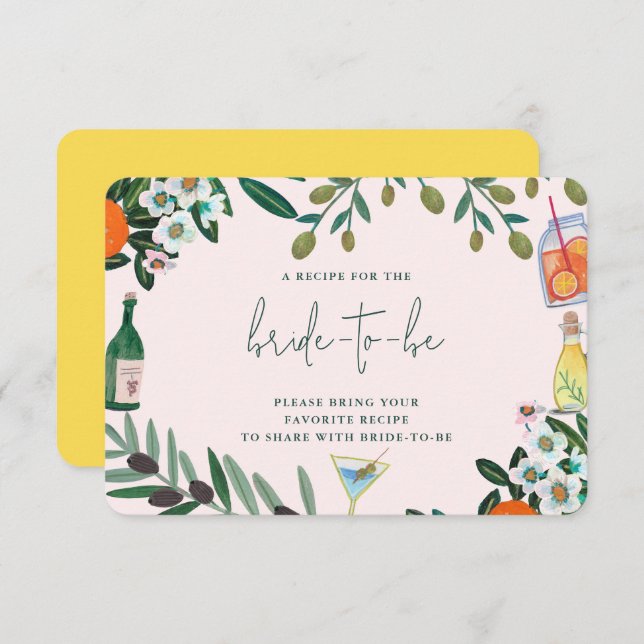 Italiensk Medelhavs Bröllopsfest Dela ut en Recept Tilläggskort (Fram/baksida)