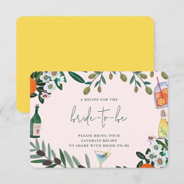 Italiensk Medelhavs Bröllopsfest Dela ut ett recep Tilläggskort (Fram/baksida)