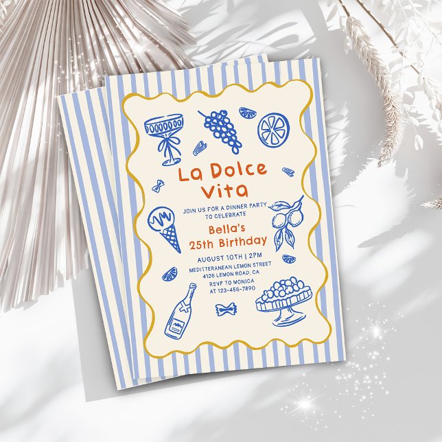 Italiensk middag La Dolce Vita födelsedagsinbjudan Inbjudningar (Skapare uppladdad)