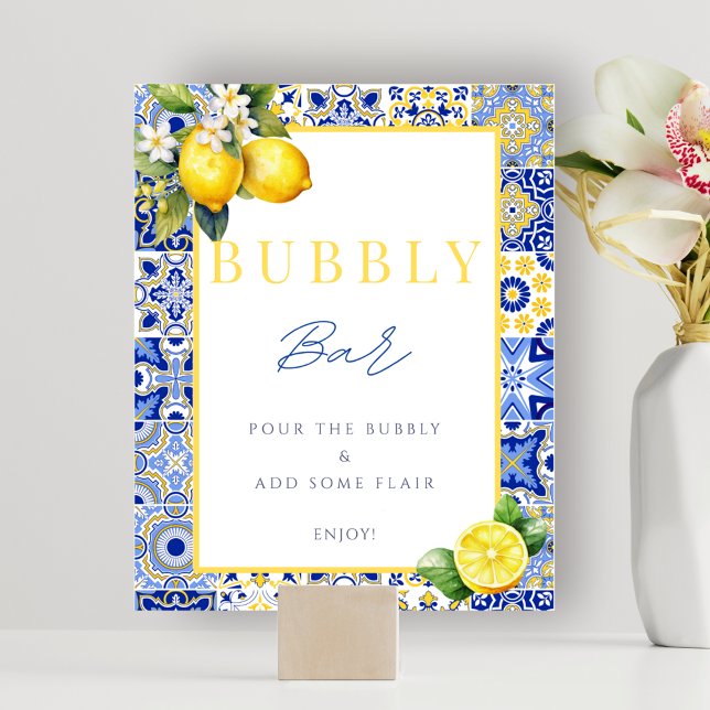 Italiensk Möhippa Bubly Pub-skylt Poster (Italian Bridal Shower Bubbly Bar Sign Poster)