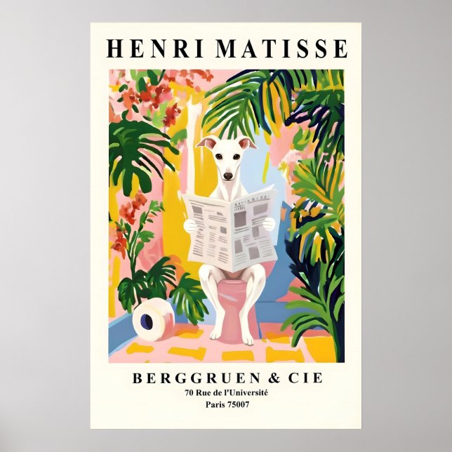 Italiensk Mops Badrumsmatta Matisse Stil Hund Poster (Framsidan)