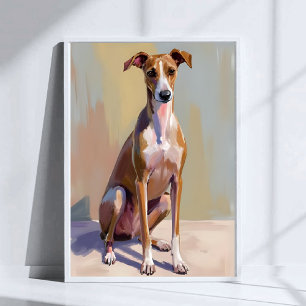 Italiensk Mops Hund Akvarell Husdjur Målning Poster