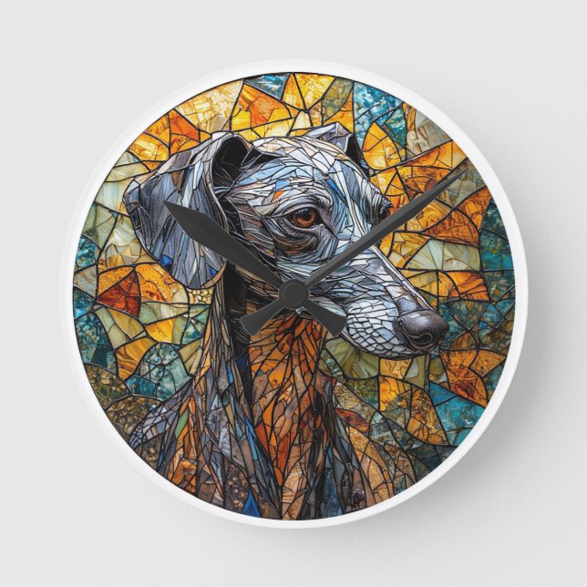 Italiensk Mops hund Glas-i-glas-konst Rund Klocka (Framsida)