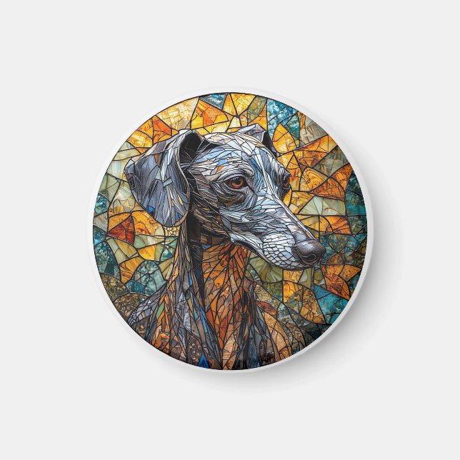 Italiensk Mops Hund Glaskonst Magnet (Framsidan)