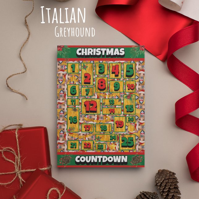 Italiensk Mops Hund Jul Advent Räknare Julkort (Skapare uppladdad)