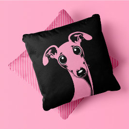 Italiensk Mops Pop Art Rosa Och Svart Kudde