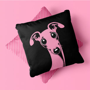 Italiensk Mops Pop Art Rosa Och Svart Kudde