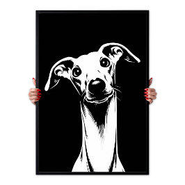Italiensk Mops Pop Art Vit & Svart Estetik Poster