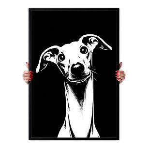 Italiensk Mops Pop Art Vit & Svart Estetik Poster