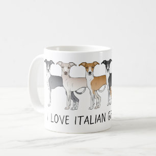 Italiensk Mopsseriehundar med anpassad text Kaffemugg