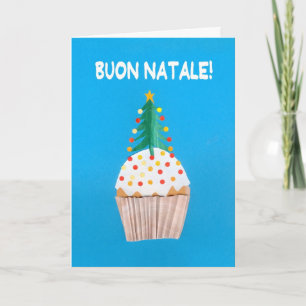 Italiensk muffin för julkort med julgranen helgkort