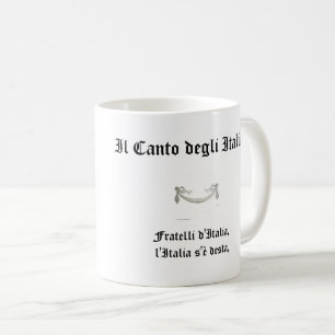 Italiensk mugg med flagga och början på nationalså