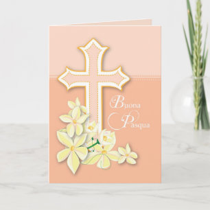Italiensk påsk, blommor och kor, Buona Pasqua Helgkort
