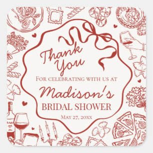 Italiensk Pasta Det är kärlek Bröllopsduschgåva Fyrkantigt Klistermärke