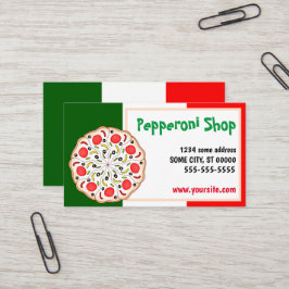 Italiensk Pepperoni pizzeria restaurang Visitkort