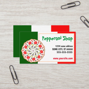Italiensk Pepperoni pizzeria restaurang Visitkort