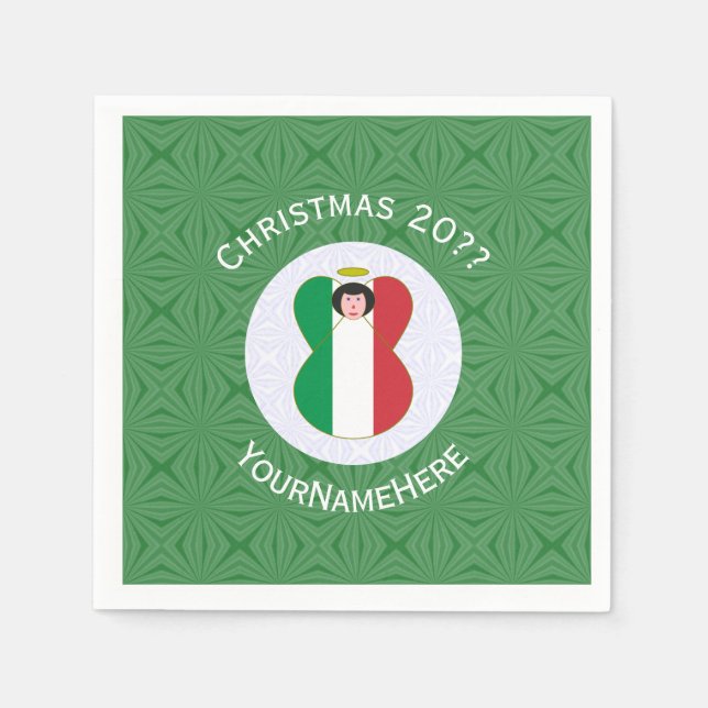 Italiensk Personlig för julgranar i Angel Flagga Pappersservett (Framsidan)
