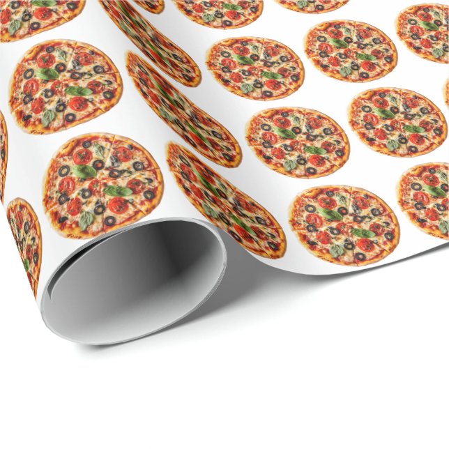Italiensk pizza med tomater, oliver och basilika presentpapper (Rullad Hörn)
