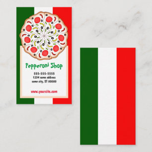 Italiensk pizzarestaurang med Pepperoni Visitkort