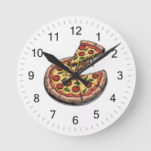 Italiensk Pizzeria Pizza Kök eller Restaurang Rund Klocka