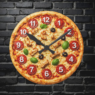 Italiensk Pizzeria Pizza Kök eller Restaurang Rund Klocka