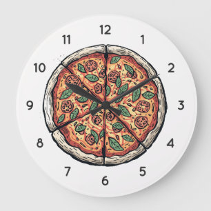 Italiensk Pizzeria Pizza Kök eller Restaurang Rund Stor Klocka