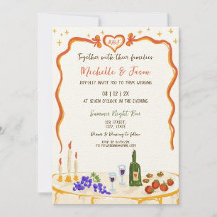 Italiensk Quirky Whimsical Roligt Hand plockade Bo Inbjudningar
