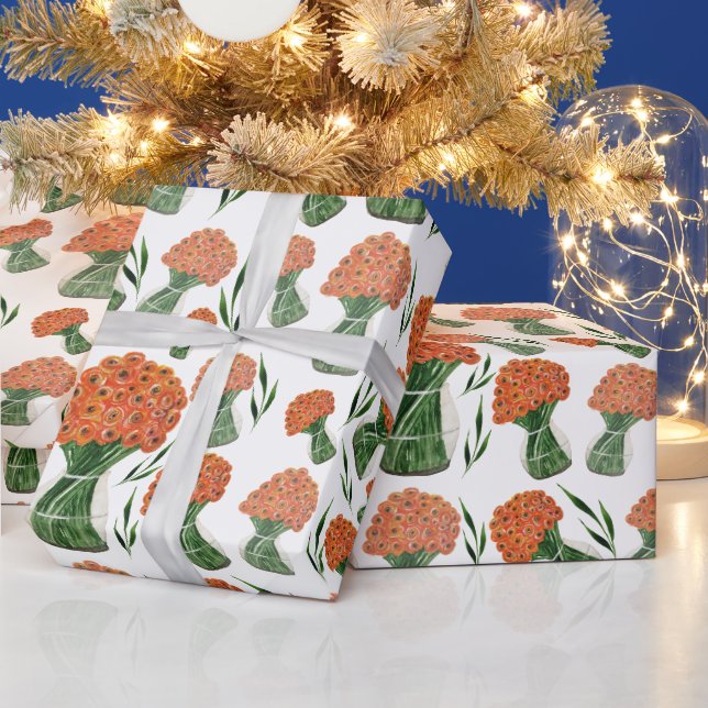 Italiensk Ranunculus Orange Akvarell Presentpapper (Helgdagar)
