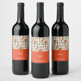Italiensk Ranunculus Orange Akvarell Vin Etikett