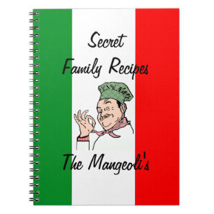 Italiensk Recept-Flagga av italien Anteckningsbok Med Spiral
