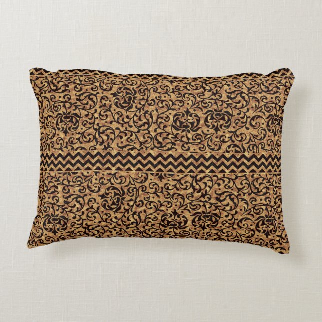 Italiensk renaissanceguldblommönster prydnadskudde (Baksidan)