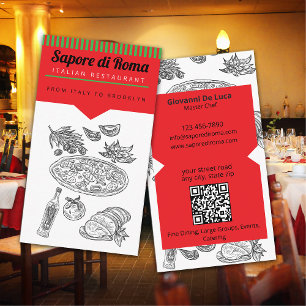 Italiensk restaurang med finare mat - kock visitkort
