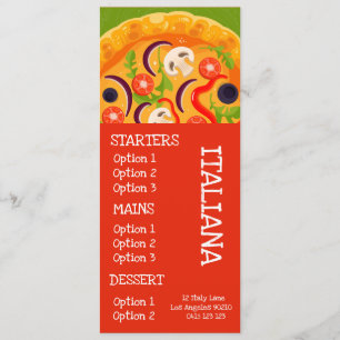 Italiensk restaurang pizza middagsmeny meny