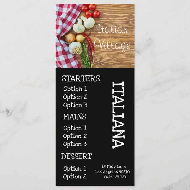 Italiensk restaurang pizzamiddag meny (Framsida)