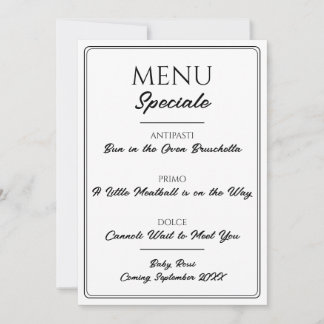 Italiensk restaurangmeny graviditetsannonsering  meddelande
