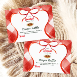 Italiensk Röd Gingham Köttbulle Baby Shower Blöja Tilläggskort