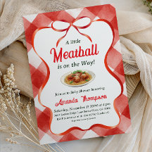 Italiensk Röd Gingham Köttbullspasta Baby Shower